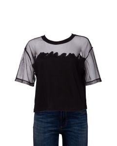 Armani Exchange AX T-Shirt da Donna con Inserti Trasparenti