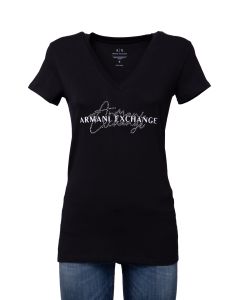 Armani Exchange AX T-Shirt da Donna con Logo Strass