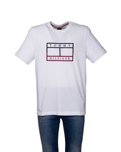 Tommy Hilfiger T-Shirt da Uomo a Manica Corta con Logo Big