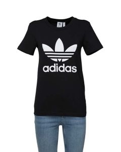 Adidas T-Shirt da Donna Elasticizzata Nera con Trifoglio