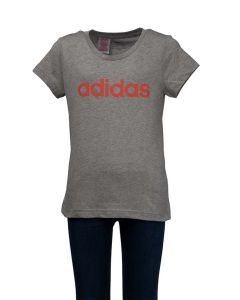 Adidas T-Shirt da Ragazza Essentials Linear Grigia con Logo