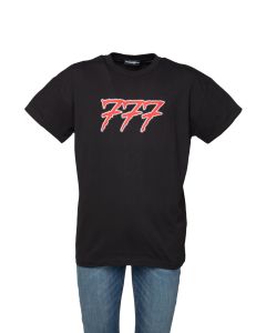 777 T-Shirt da Uomo a Manica Corta con Logo Bordino