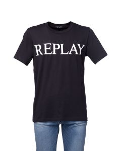 Replay T-Shirt da Uomo a Manica Corta con Stampa Logo