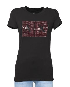 Armani AX T-shirt da Donna a Manica Corta con Stampa con Applicazioni