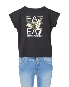 EA7 Armani T-Shirt da Ragazza con Logo Strass