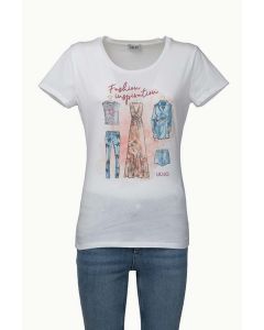 Liu Jo T-Shirt da Donna con Fantasia Fashion con Strass
