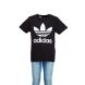 Adidas T-Shirt Junior Nera con Trifoglio e Lettering